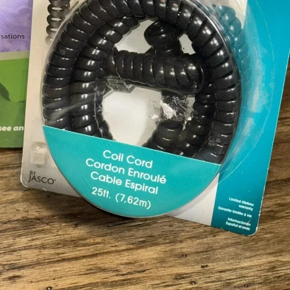 RADIO SHACK BIG BUTTON BLACK TRIM PHONE Landline Telephone Coil Cord NWT 25ft - Picture 5 of 16